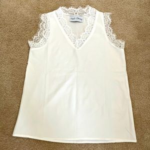 NWOT - White Lace Detailed Shirt